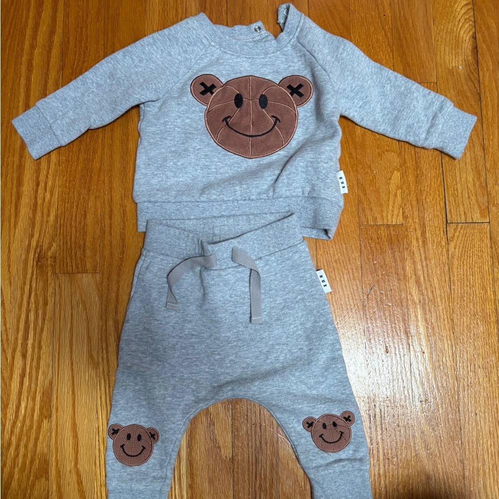 Huxbaby Gray Bear Matching Set